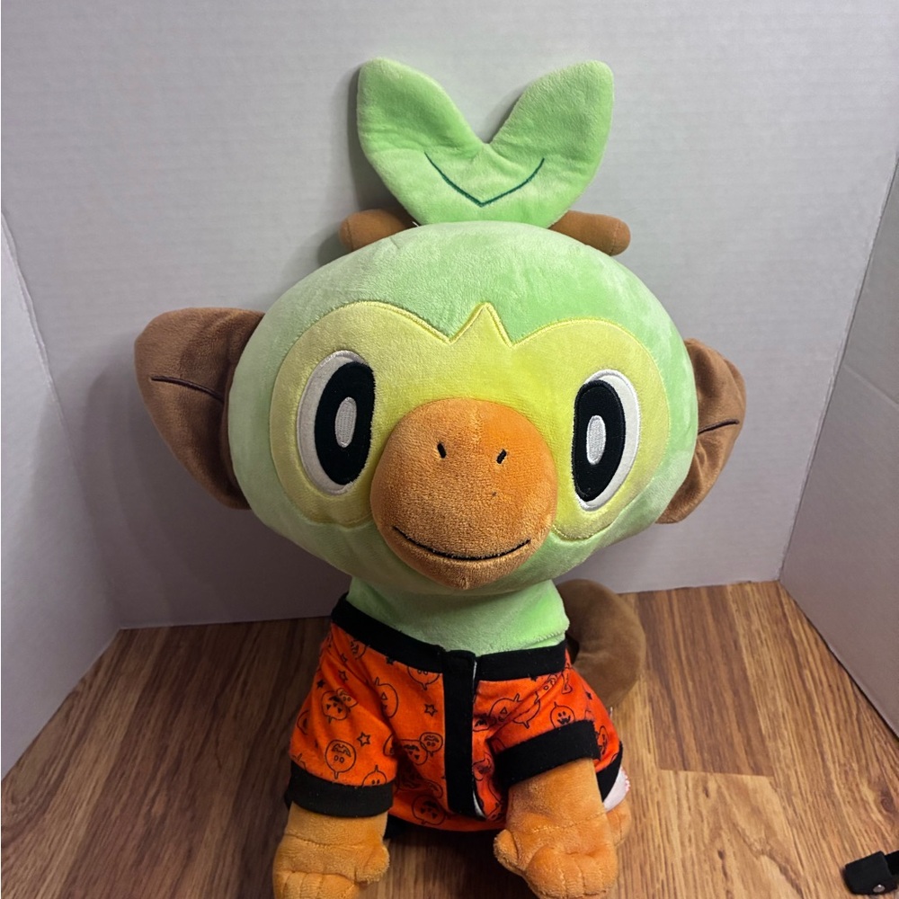 Read! Build A Bear Grookey Pokemon Stuffed Animal Plush With Halloween Pajamas.